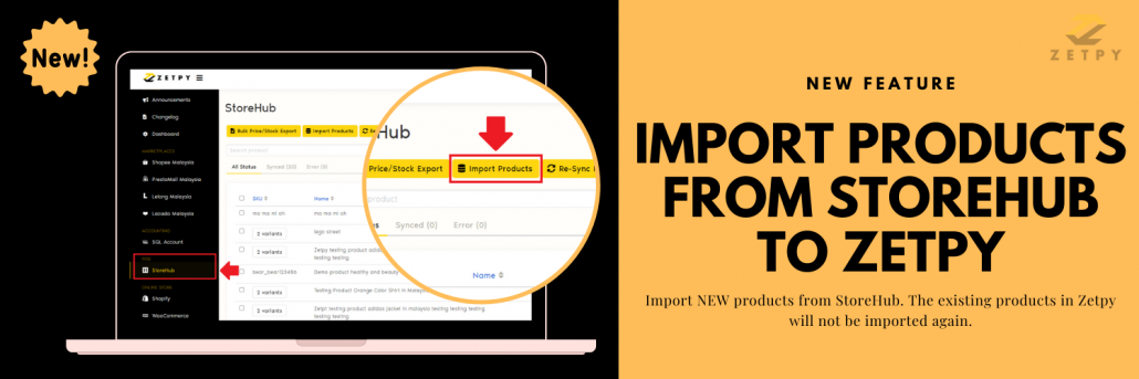 [New Feature] Import Products from StoreHub to Zetpy