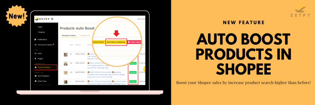 [New Feature] Auto Boost your products in Shopee!